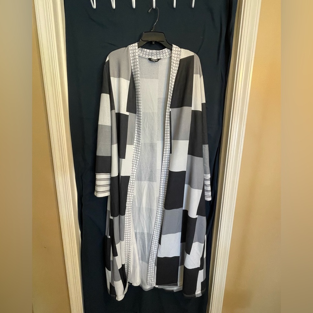 Grey, Black and White Duster Sweater